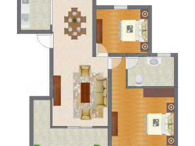 2室2厅 92.70平米户型图