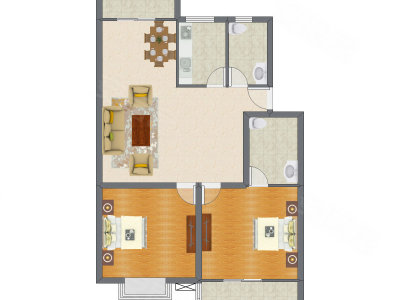 2室2厅 101.95平米户型图