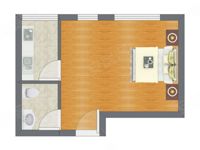 1室0厅 38.54平米户型图