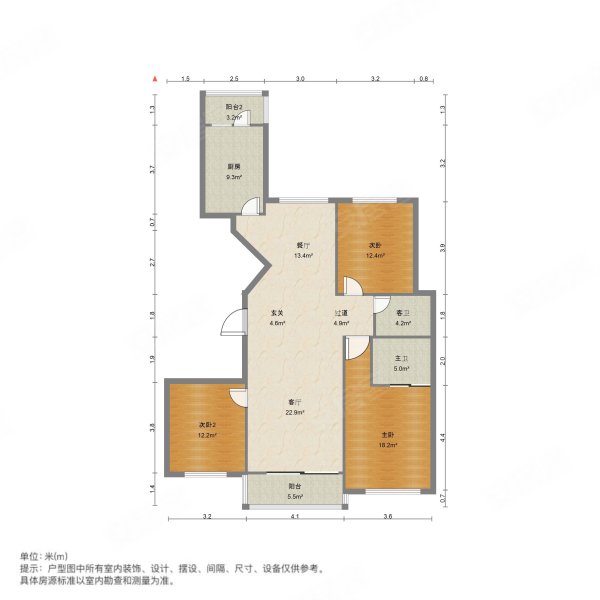 开元加州阳光小区3室2厅2卫154.05㎡南北378万