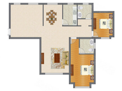 2室2厅 123.00平米