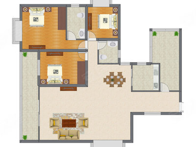 3室2厅 167.45平米户型图