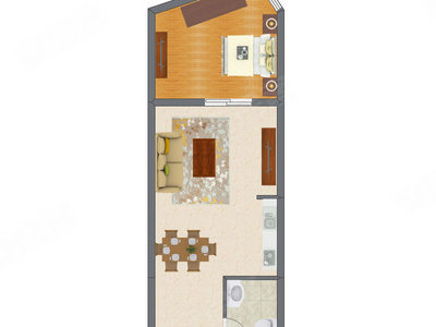 1室2厅 47.50平米户型图