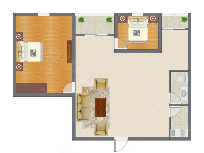 2室1厅 98.68平米户型图