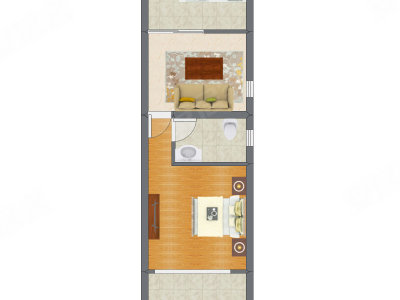 1室1厅 46.18平米