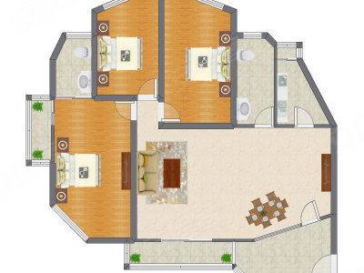 3室2厅 146.85平米户型图