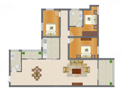 3室2厅 150.02平米