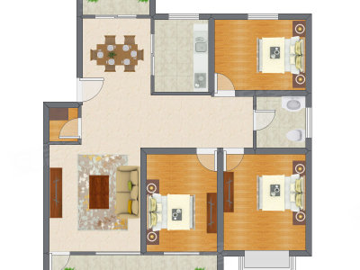 3室2厅 113.80平米户型图