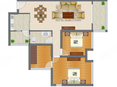 2室2厅 98.66平米户型图