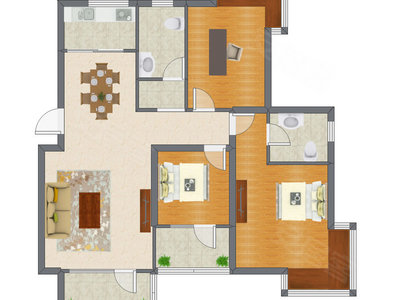 3室2厅 115.57平米户型图