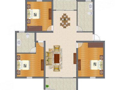 3室1厅 137.00平米户型图