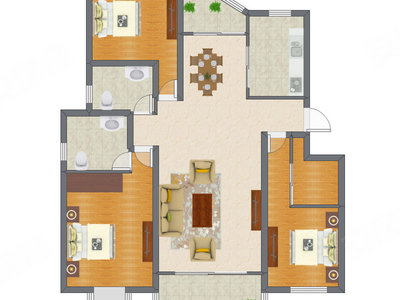 3室2厅 143.18平米户型图