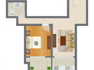 1室1厅 72.31平米户型图