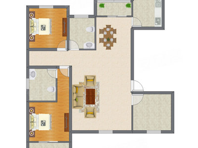 2室2厅 106.45平米