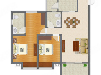 2室2厅 63.00平米户型图