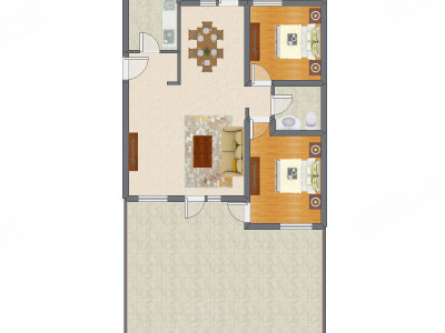 2室2厅 103.40平米户型图