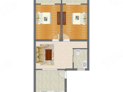 2室1厅 89.50平米户型图