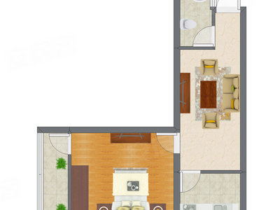 1室1厅 35.58平米户型图
