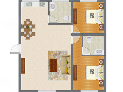 2室2厅 99.11平米户型图