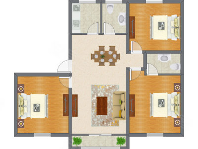 3室2厅 148.48平米