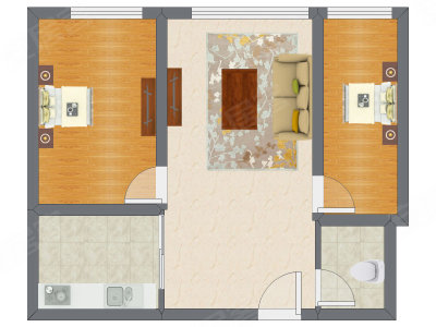 2室1厅 78.13平米户型图