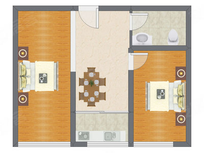 2室1厅 64.42平米