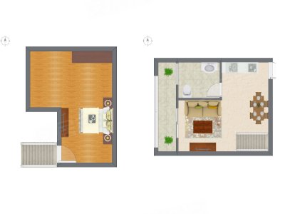 1室1厅 21.94平米