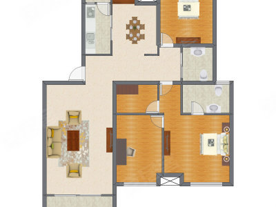 2室2厅 121.98平米户型图