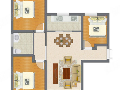 3室2厅 88.32平米