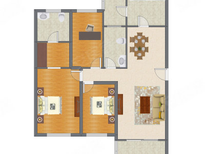 3室2厅 134.92平米户型图