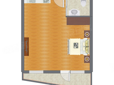 1室0厅 54.30平米户型图