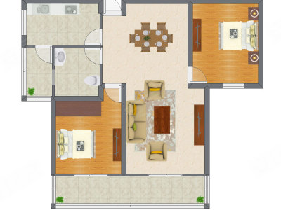 2室2厅 79.64平米户型图