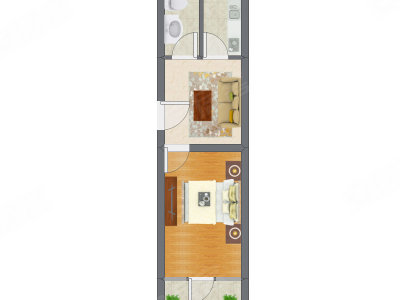 1室1厅 23.57平米户型图