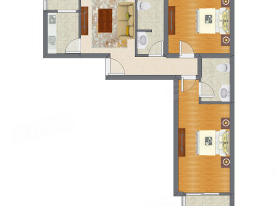 2室1厅 98.70平米户型图