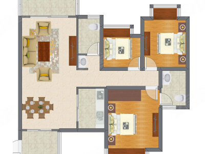 3室2厅 106.56平米户型图