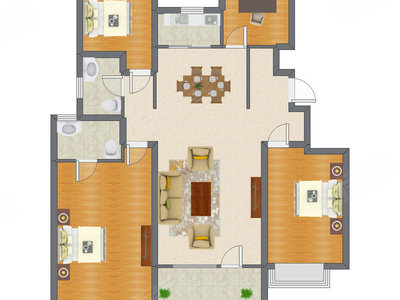 4室2厅 143.00平米户型图