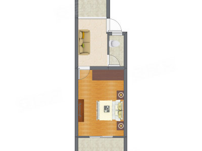 1室1厅 31.50平米