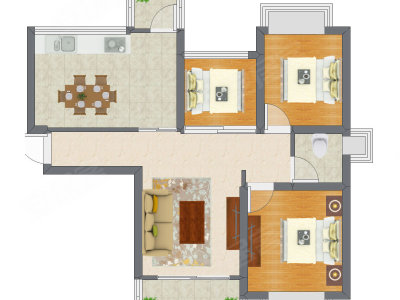 3室1厅 89.50平米户型图