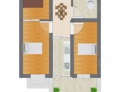 2室1厅 42.00平米