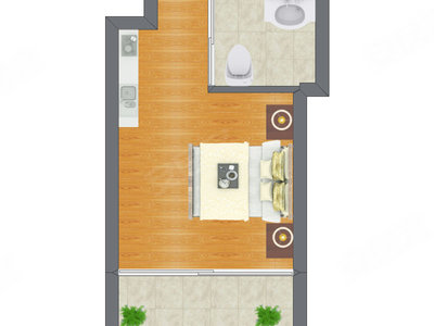 1室0厅 18.60平米户型图
