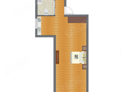 1室1厅 45.14平米户型图