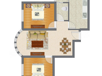 2室2厅 78.79平米户型图