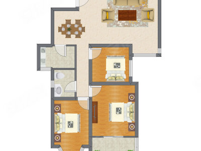 3室2厅 92.24平米户型图