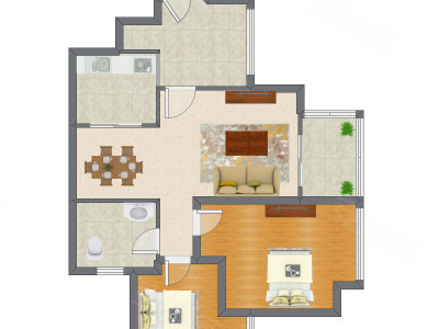 2室2厅 90.82平米户型图