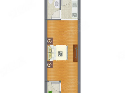 1室0厅 40.69平米户型图