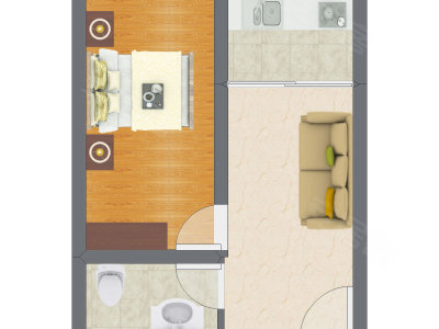 1室1厅 39.00平米