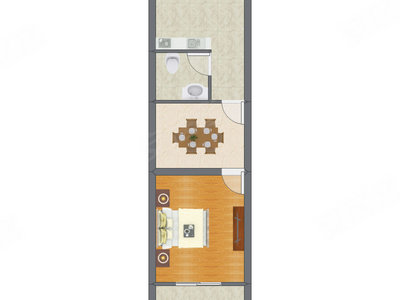 1室1厅 43.17平米户型图
