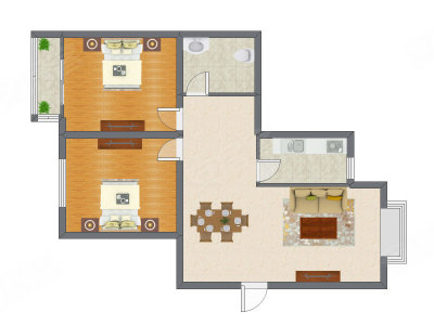 2室2厅 95.59平米