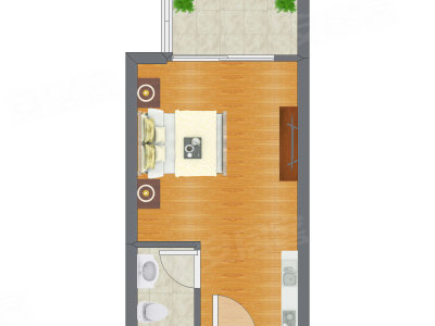 1室0厅 38.82平米户型图