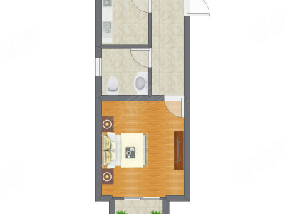 1室1厅 41.60平米户型图
